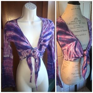 Hard Tail Forever Purple Tie-dye Bolero Shrug XS